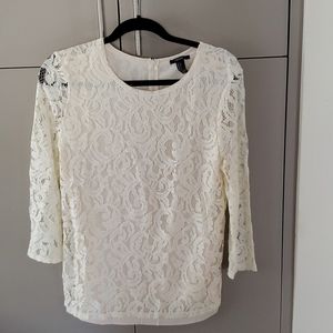 Forever 21 ivory lace lined 3/4 sleeve top